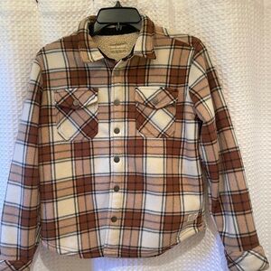 Weatherproof Vintage Cream and Brown Plaid Jacket